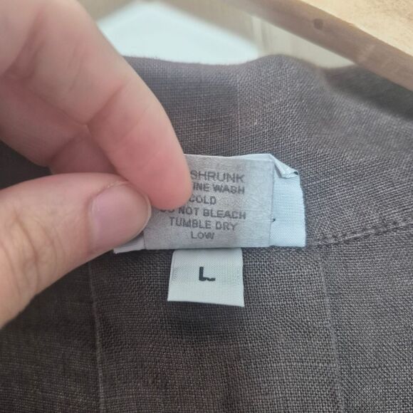 Habitat Clothes To Live In Brown Button-Down Women's Top Linen Lagenlook Large - Picture 5 of 5